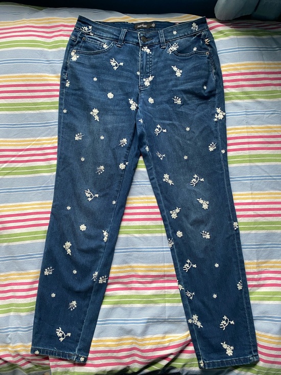 Lord & Taylor Denim - Lord & Taylor Dark Blue Embroidered Straight Leg Jeans